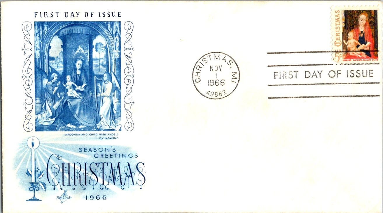 1966 Traditional Christmas First Day FDC - ArtCraft - Scott