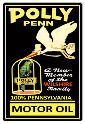 Polly Penn Motor Oil Reproduction Gas Station Metal Sign 12x18
