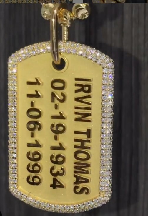 Pre-owned Online0369 Unisex Custom Name Date Dog Tag Pendant 0.65 Ct S Cubic Zirconia 925 Silver In White