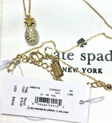NWT Kate Spade By The Pool Pave Pineapple Pendant Necklace