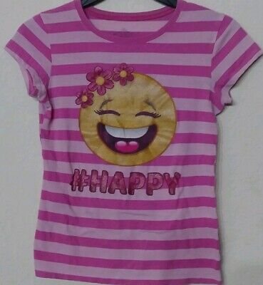 happy Emoji  Emoticon girl Top T-Shirt large 10-12 short sleeve