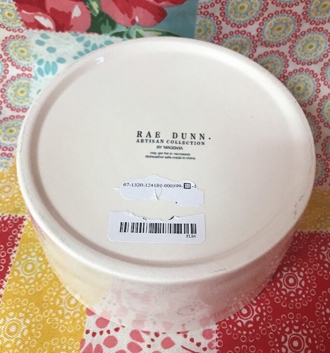 Rae Dunn Pet Dog Dish~ FEAST Food Bowl~ BLUE Inside NEW HTF