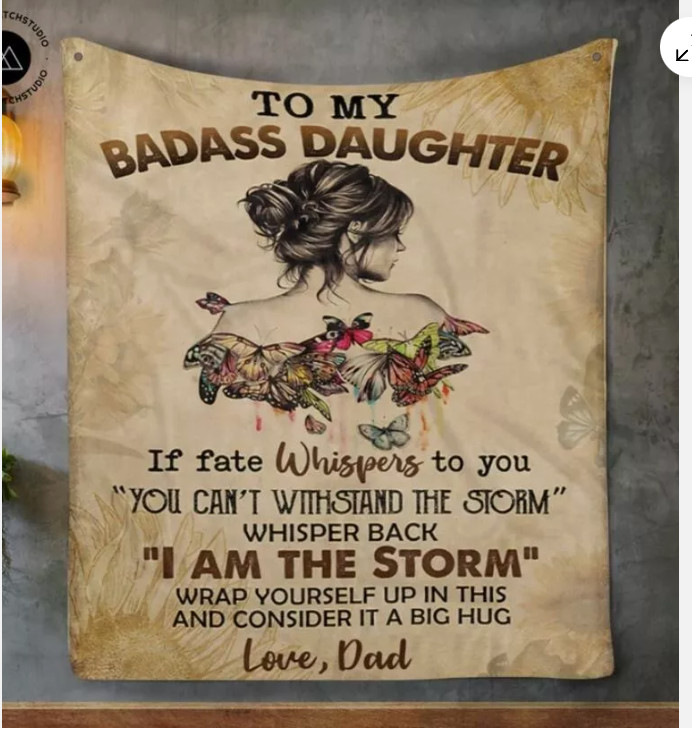 To My Badass Daughter SOFA BLANKET HALLOWEEN GIFT CHRISTMAS GIFT BEST PRICE