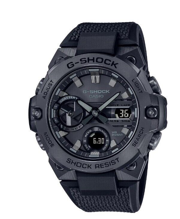 Pre-owned Casio Shock Steel Gst B400 Series Black Round Dial Men's Watch Gstb400bb-1a