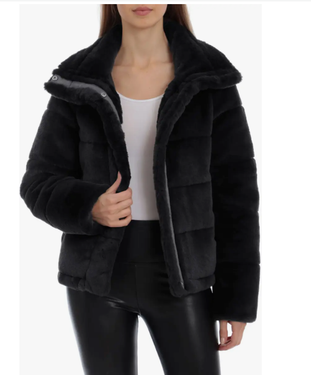 

NWD AVEC LES FILLES Черный мягкий плюшевый уютный пуховик из искусственного меха  8/10