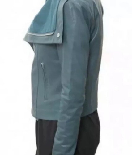 Pre-owned Veda Classic Leather Teal Moto Jacket Size Small Msrp $898 In Green