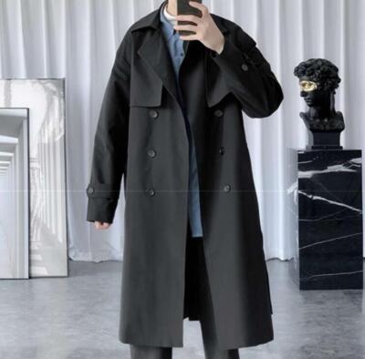 New Men Long Jacket Over the Knee Trench Coats Casual double-breasted Outerwear