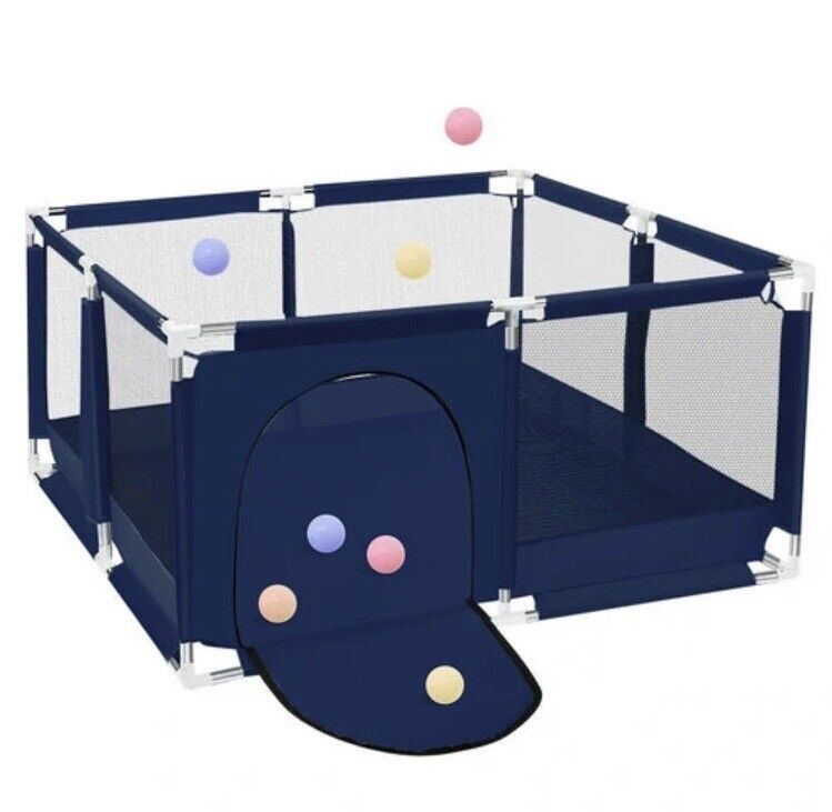 COMOMY Baby Playpen Large Play Yard Fence for Toddlers,49” X 49” Navy Blue.