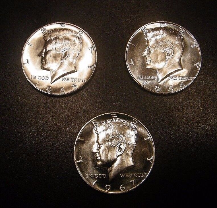 1965 1966 1967 Sms 40% Silver Kennedy Half Dollar Choice Run 3 Special Mint Set 