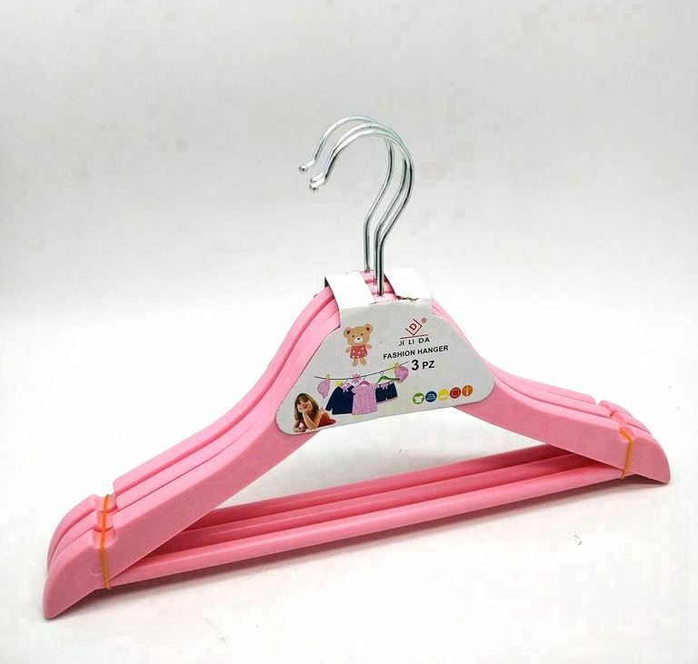 Set 3 Pz Grucce Stampelle Appendiabiti Vestiti Pantaloni Bambini Rosa bal