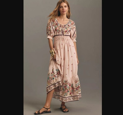 New women's LP By Anthropologie The Somerset maxi dress puff