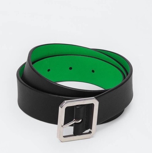 Bottega Veneta Reversible Leather Black/Green Belt 40/100