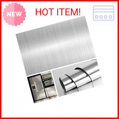 Livelynine Brushed Nickel Peel and Stick Wallpaper Silver Stainless Steel Contac