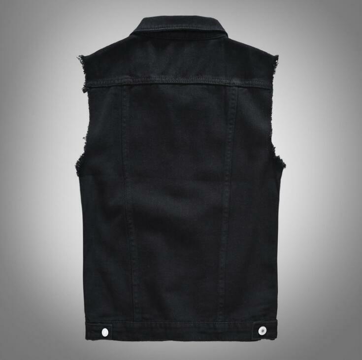black sleeveless jean vest