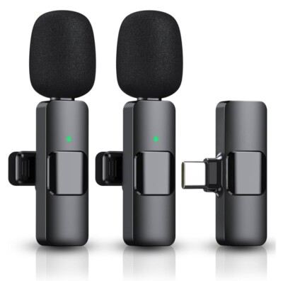 EJCC Mini Black EJCC 3 in 1 Wireless Microphone for iPhone, Camera, Android..
