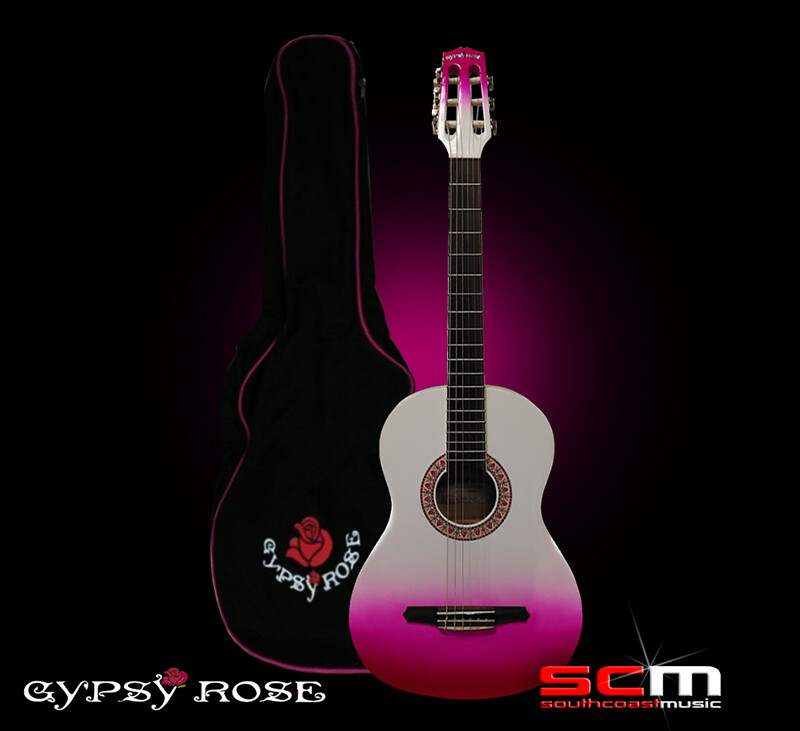 Gypsy Rose 7/8 Classical Guitar with Gig Bag, Stickers & DVD