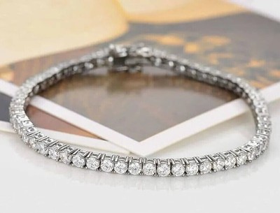 8Ct Round Lab-Created Diamond Women's Tennis Bracelet 14K White Gold Plated 7.5''