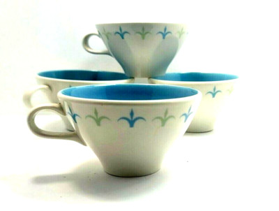 Ben Siebel Informal True China By Iroquois Coffee Tea Cups Lot Of 4 Blue Vintage