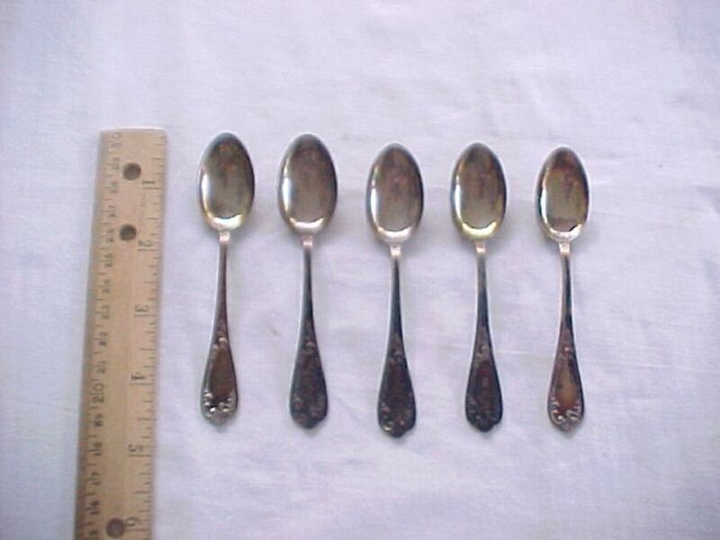 5 Demitasse Spoons 800 Silver Pretty Pattern