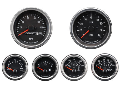 MOTOR METER RACING VD 6 Gauge Set Mechanical Speedometer MPH °F PSI 85mm 52mm