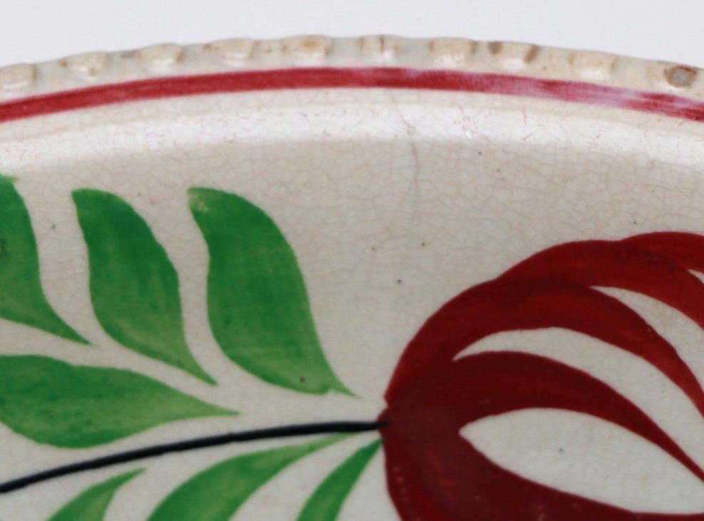 LARGE STAFFORDSHIRE SPATTERWARE SPONGEWARE EDGE & MALVIN (1870-1902) FRUIT BOWL