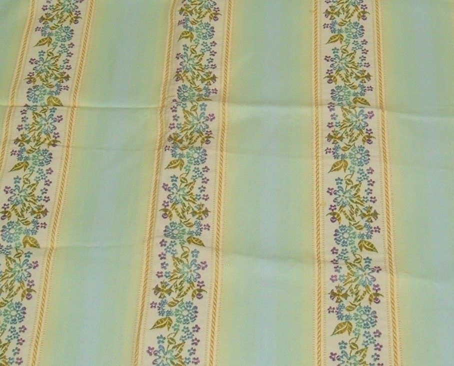Vintage Floral Tapestry Striped Fabric Swatch Table Cloth Cover Shabby