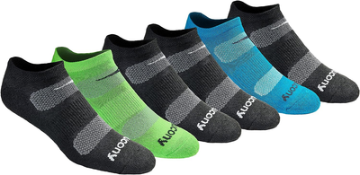 Saucony Men's Multi-Pack Mesh Ventilating Comfort Fit Performance No-Show Socks,