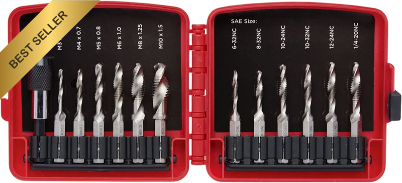 10059A Combination Drill and Tap Bit Set with Quick Change Adapter, 13 Piece, SA