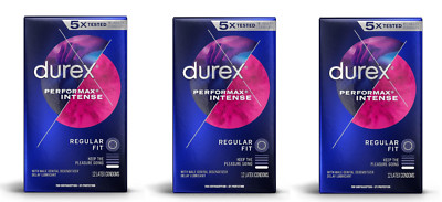 3 Pack (12 in each) Durex Performax Intense Latex Condoms Regular Fit EXP 03/27