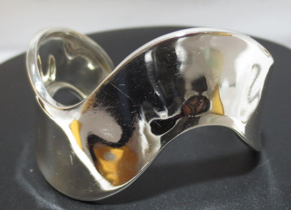 925 SILVER WIDE SWIRL CUFF BANGLE BRACELET 7