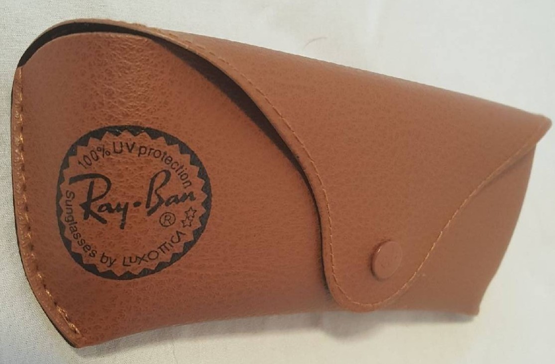 RAY BAN Tan Brown Leather Case for Aviator Sunglasses Snap Travel