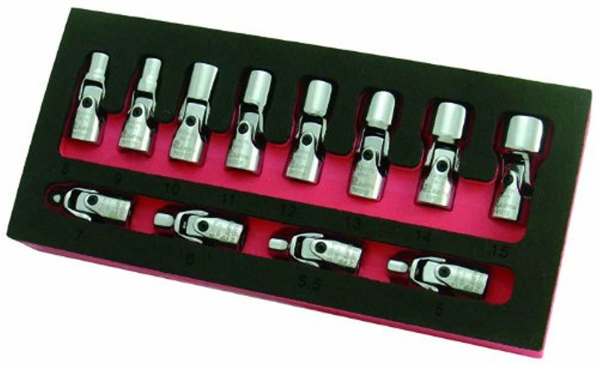 Flex Socket Set Wrench Swivel Socket Set Metric 1/4 Inch Drive 6 Point
