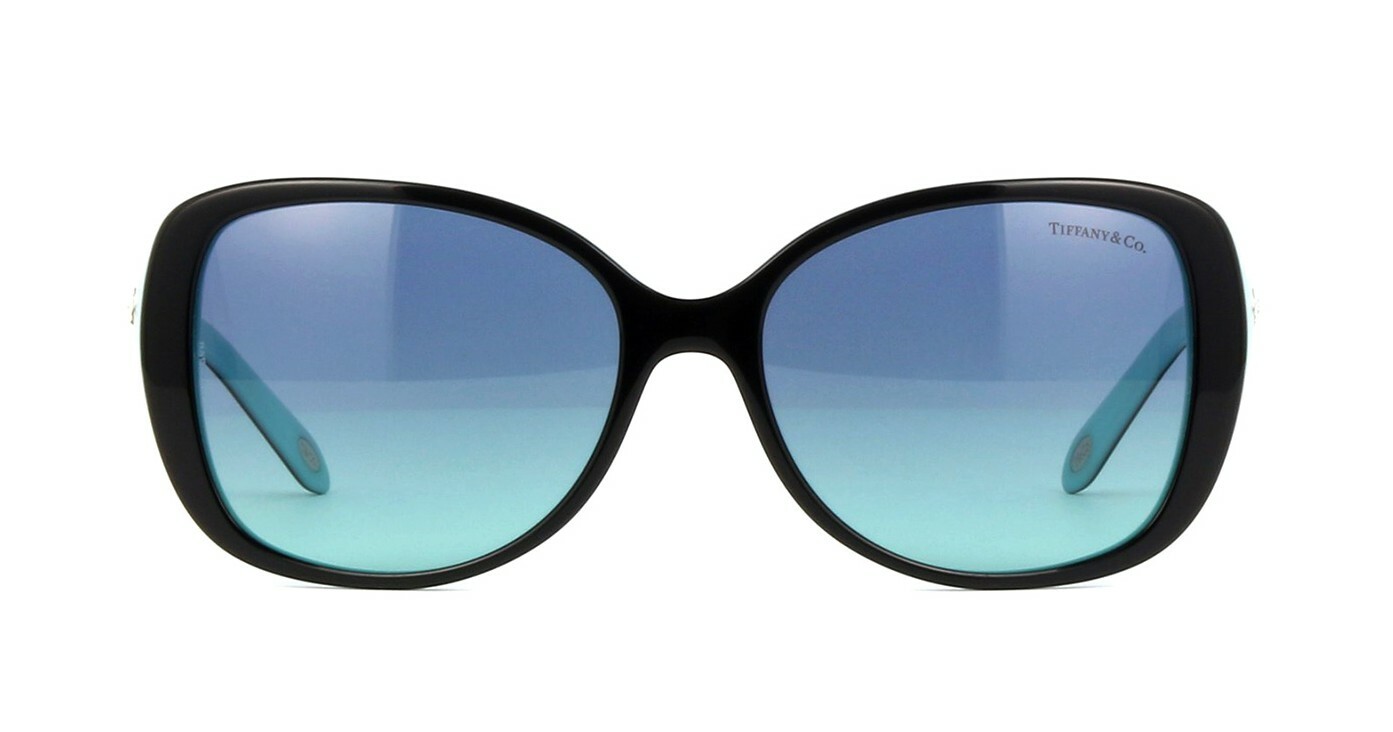 Pre-owned Tiffany & Co Tiffany Cobblestone Tf 4121b Black/blue Shaded (8055/9s) Sunglasses