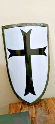 Medieval Templar Knight Shield Knight Heater Shield 28'' Black Cross Shield