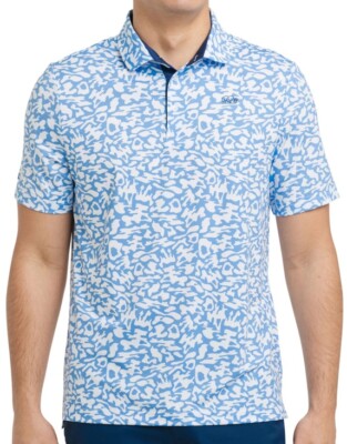 $75 Good Good Men s Course Polo Golf Shirt- Blue/White-Medium-New Tag