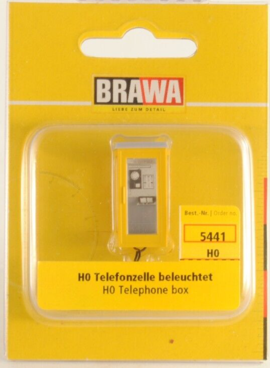 Brawa 5441 Cabina telefonica con luce LED stazione plastico ferroviario H0 1:87