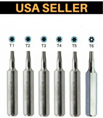 Micro 4mm Torx Driver Bit Set T1,T2,T3,T4,T5,TR6 (TS6 Security) Phone Mac Repair