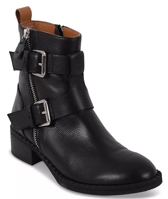 Gentle Souls BLACK LEATHER Women s Brena Buckled Zip Booties US