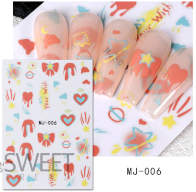 3D Halloween Nail Stickers Leopard Snake Evil Eye Fire Flame Gossip French NS52