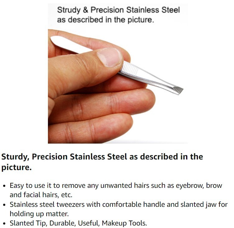 Tweezers, Flat, Slant, Point Tweezers - Stainless Steel High Gloss Tweezers Set