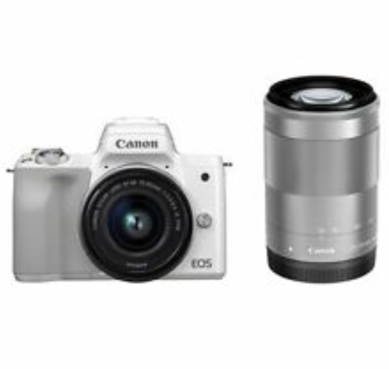 USED Canon EOS Kiss M 15-45mm + 55-200mm White FREESHIPPING USED Canon EOS Kiss M 15-45mm + 55-200mm White FREESHIPPING