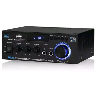 AK45 Bluetooth Amplifier Karaoke Amp for Home/Marine/Car Amp USB Player FM Radio