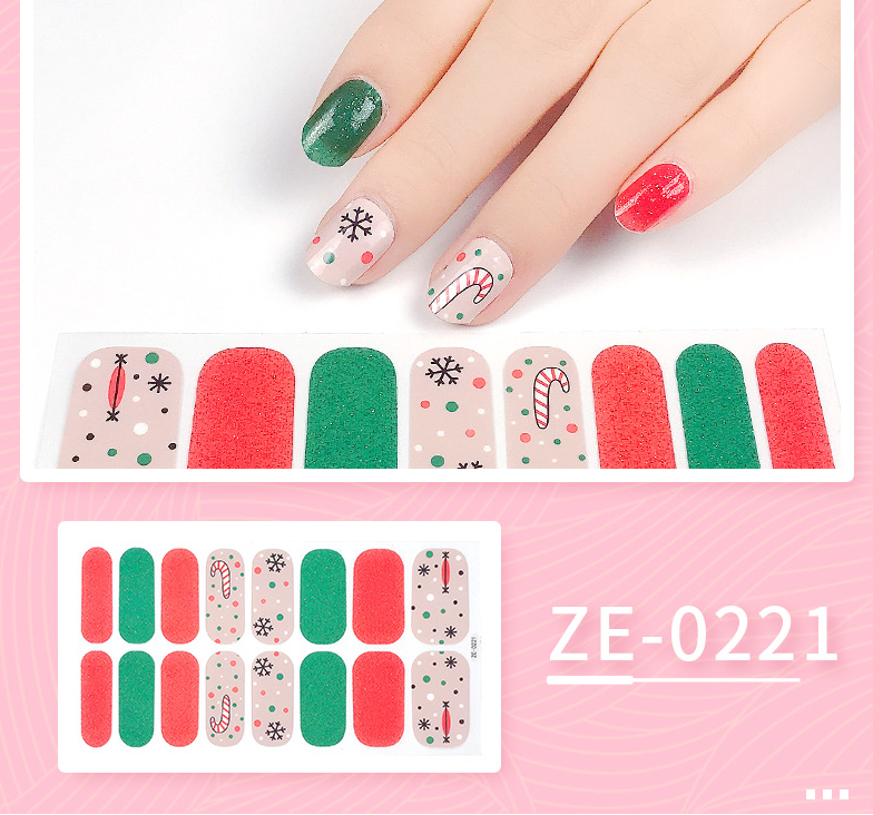 Christmas Nail Wrap Stickers Glitter Manicure Santa Art Press Décor Strip NH21