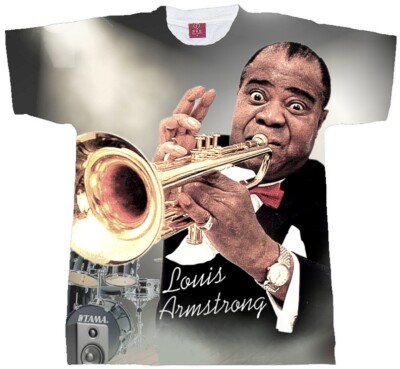 LOUIS ARMSTRONG T-SHIRT, MILES DAVIS, DIZZY, ELLA, BILLIE HOLIDAY, JAZZ, TRANE