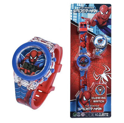 Spiderman Kids LED Flash Light Watch Digital Boys Cartoon Wristwatch Glow Gift
