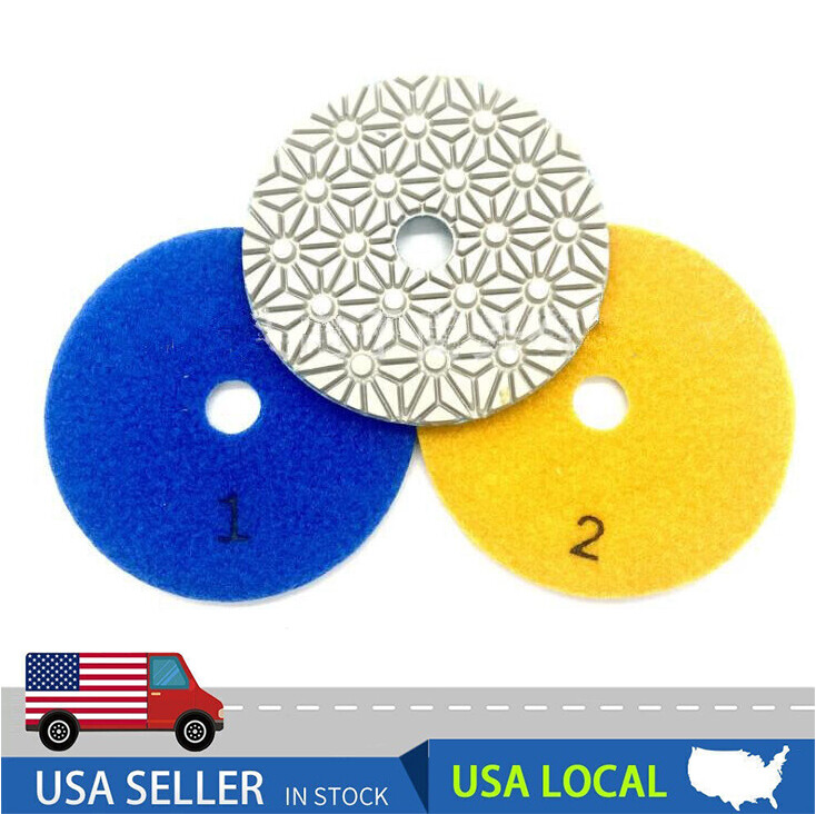 3PCS/Set 1#2#3# Dry/Wet 3 Step Diamond Polishing Pads 4-inch for Granite Marble