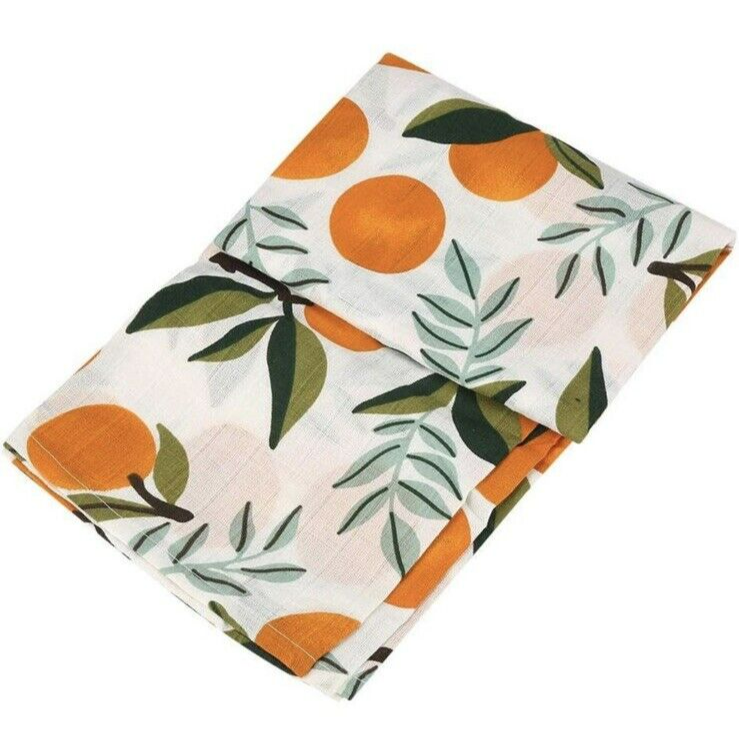 White Orange Green Muslin Cotton 100%