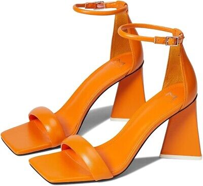 NWOT Marc Fisher LTD 5.5 Denny Orange High Heel Square Toe Sandals 