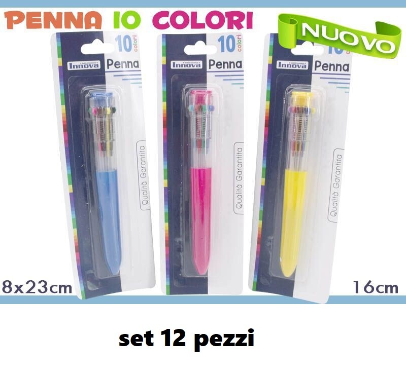 Set 12 Pezzi Penna A Scatto 10 Colori Bambini Disegni Scuola Giochi dfh