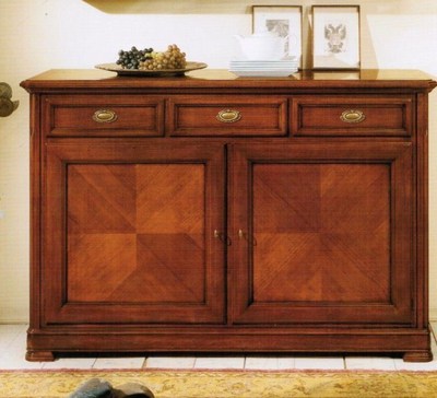 CREDENZA   IN LEGNO CLASSICA INTARSIATA A SPINA DI PESCE SOGGIORNO  VARI COLORI
